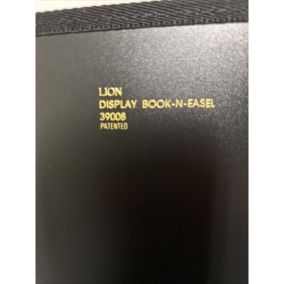 Black Vinyl Lion Display Book n Easel Portfolio Tri Fold Business Presentation - Picture 4 of 7